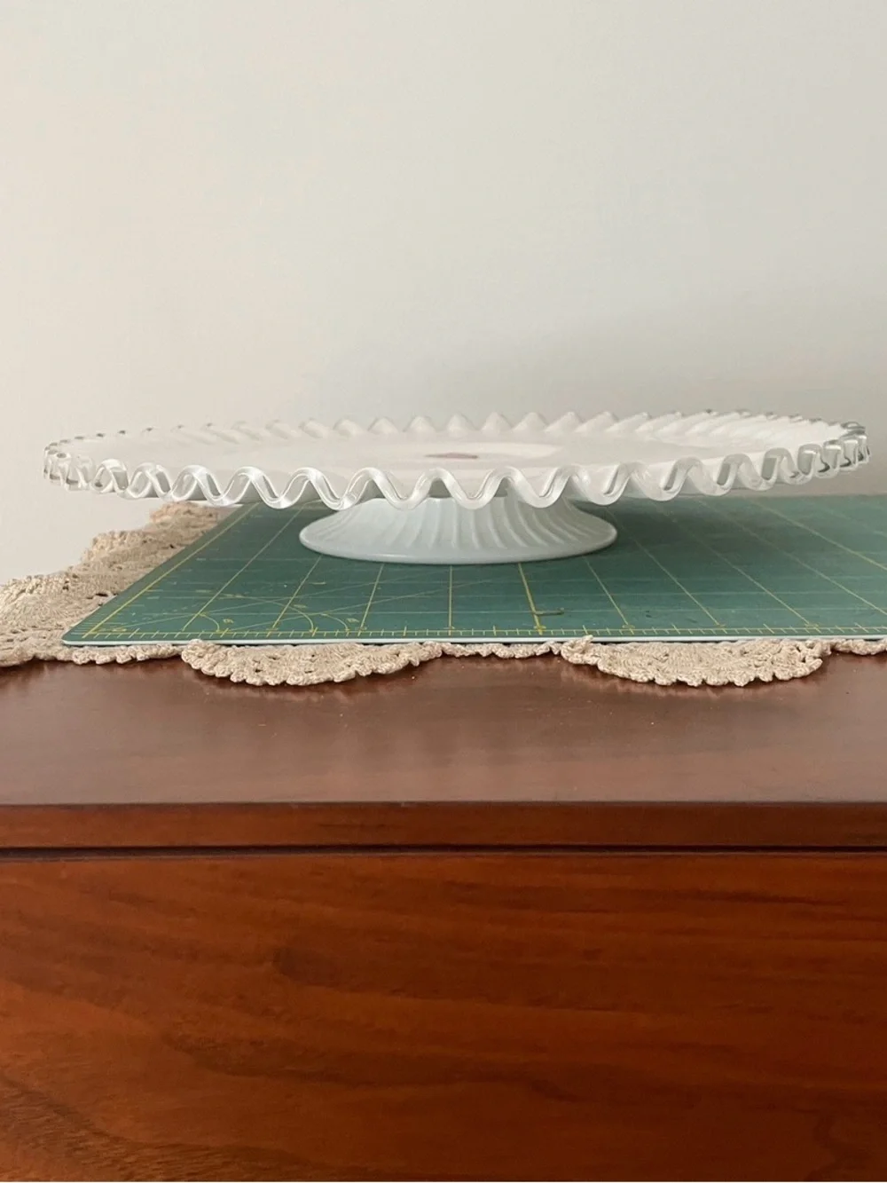 Fenton Art Glass Silver Crest Low Footed Cake Plate Stand 5813SC